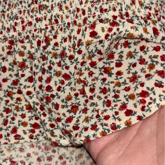 American Eagle Women’s L Boho Floral Blouse Smocked Back Cottagecore Cap Sleeve - Picture 9 of 10